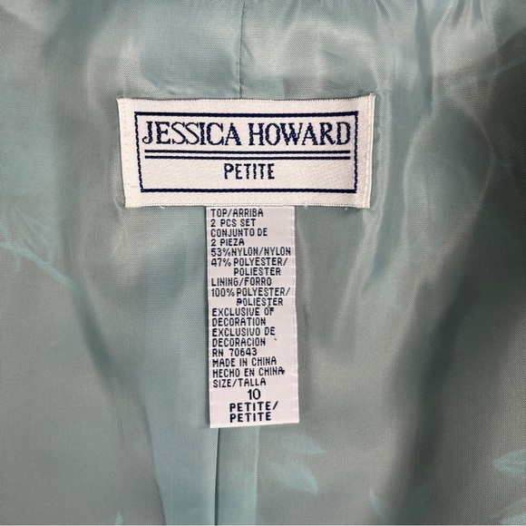 VTG JESSICA HOWARD Seaglass Blue Sheath Dress with Brocade Jacket 10P MOB MOG - Picture 3 of 15